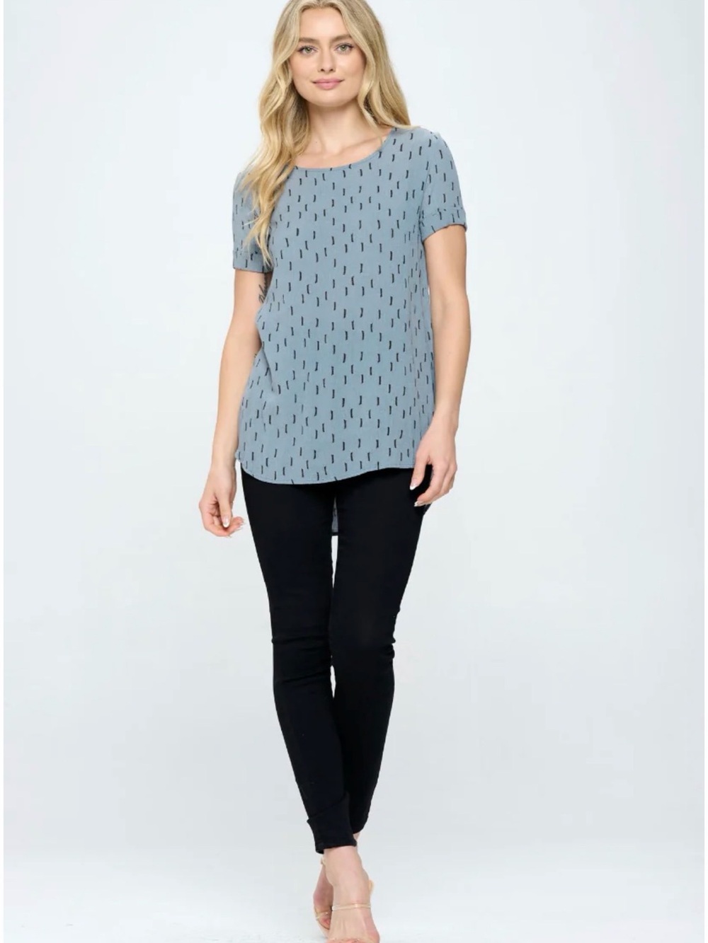 Cool Melon EUC Relaxed Fit V-Neck Lightning Bolt Shot Sleeve Patterned Tee